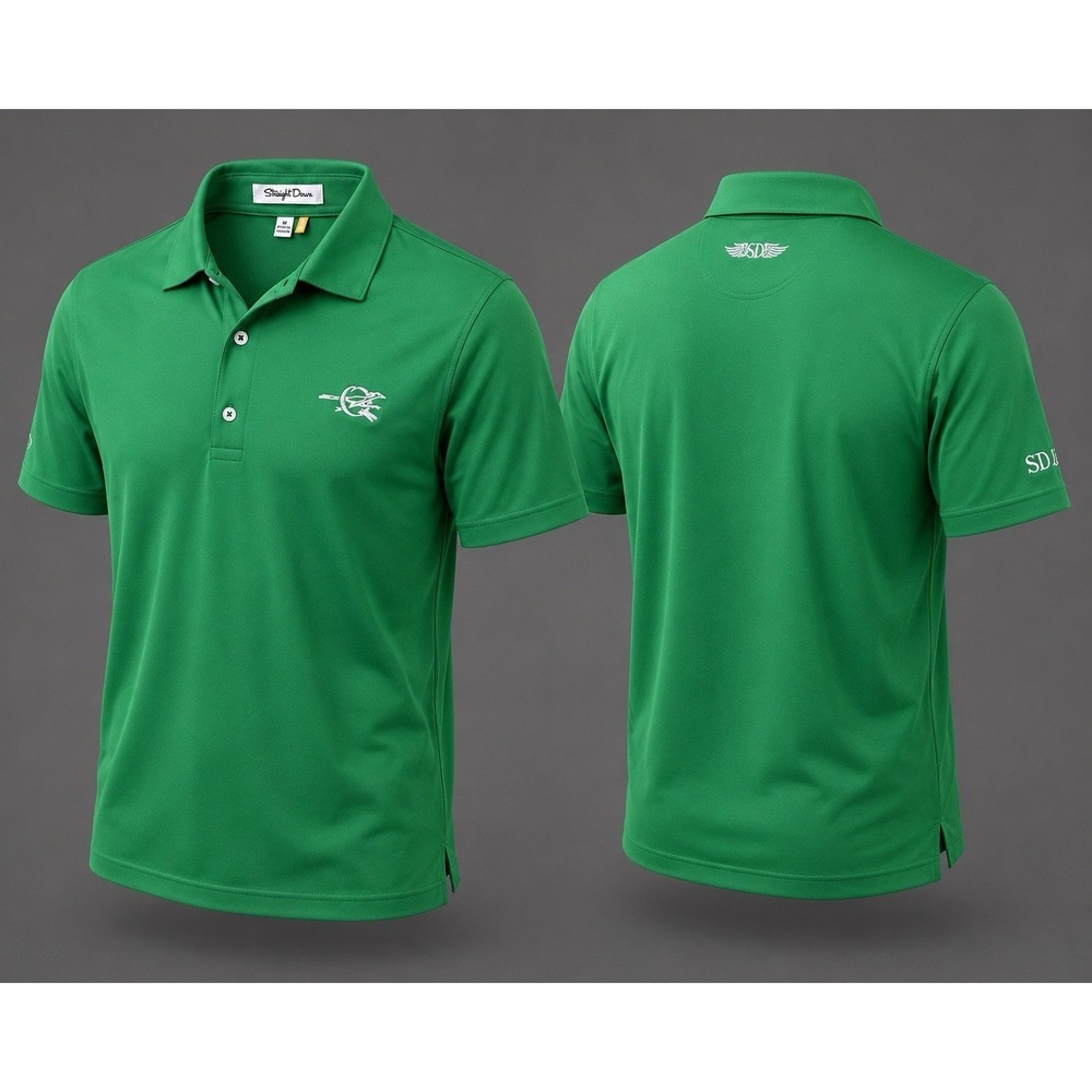 Straight Down Performance Polo Shirt Mens MEDIUM  GREEN  Golf Stretch